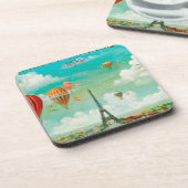 PixDezines ballonnen/eiffel/paris Bier Onderzetter (Linkerzijde)