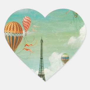 PixDezines  ballonnen/eiffel/paris Hart Sticker