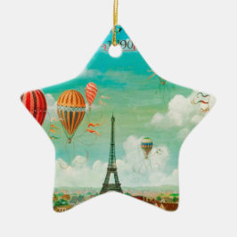 PixDezines  ballonnen/eiffel/paris Keramisch Ornament