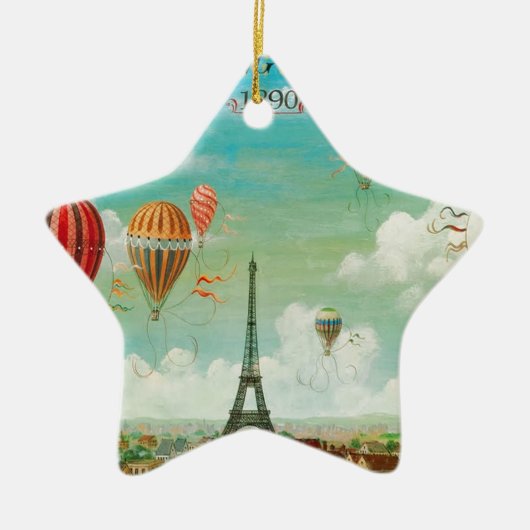 PixDezines  ballonnen/eiffel/paris Keramisch Ornament (Voorkant)