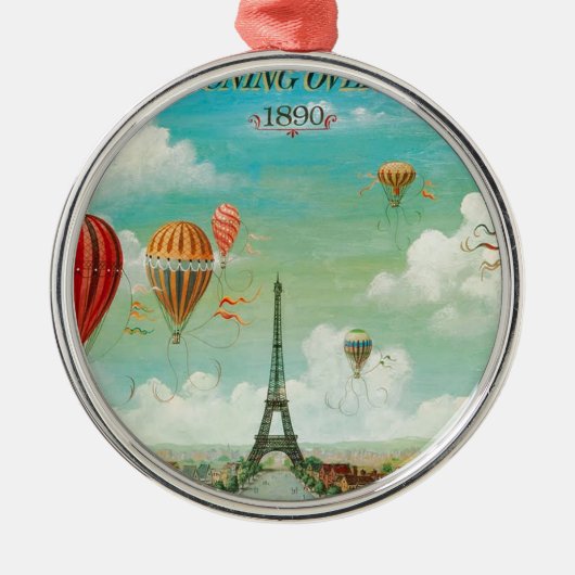 PixDezines ballonnen/eiffel/paris Metalen Ornament (Voorkant)