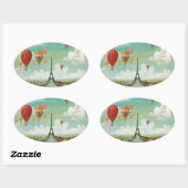 PixDezines  ballonnen/eiffel/paris Ovale Sticker (Vel)