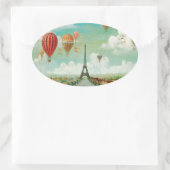PixDezines  ballonnen/eiffel/paris Ovale Sticker (Tas)