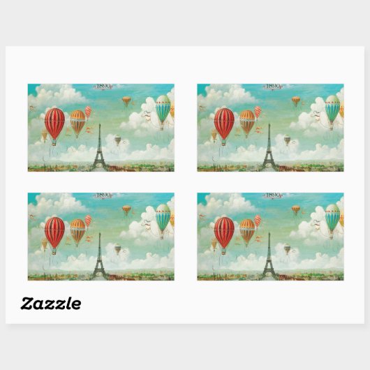 PixDezines ballonnen/eiffel/paris Rechthoekige Sticker (Vel)