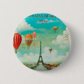PixDezines  ballonnen/eiffel/paris Ronde Button 5,7 Cm (Voorkant)