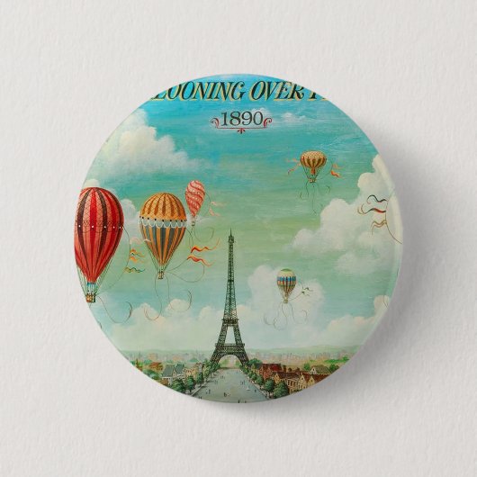 PixDezines ballonnen/eiffel/paris Ronde Button 5,7 Cm (Voorkant)