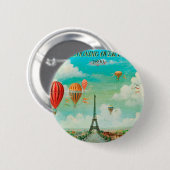 PixDezines ballonnen/eiffel/paris Ronde Button 5,7 Cm (Voorkant /achterkant)