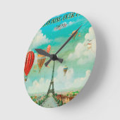 PixDezines  ballonnen/eiffel/paris Ronde Klok (Hoek)
