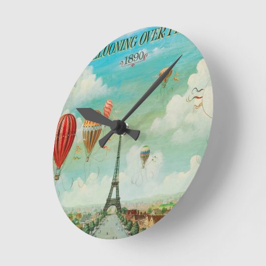 PixDezines ballonnen/eiffel/paris Ronde Klok (Hoek)