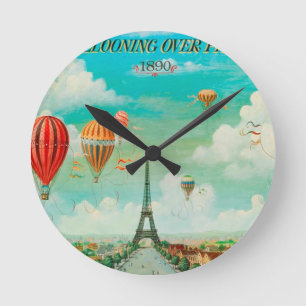 PixDezines  ballonnen/eiffel/paris Ronde Klok