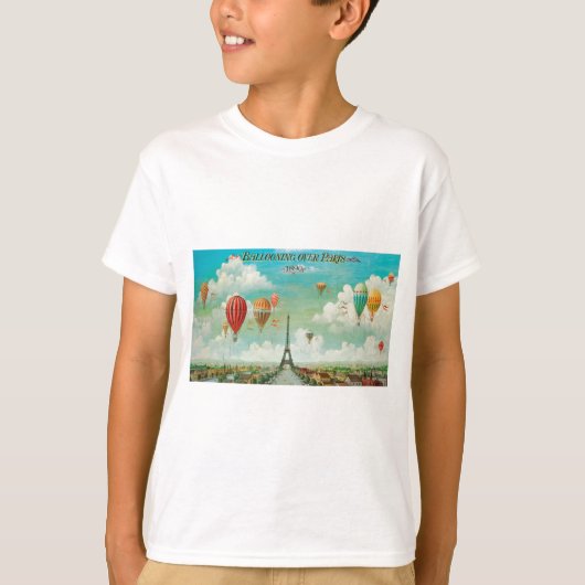 PixDezines ballonnen/eiffel/paris T-shirt (Voorkant)