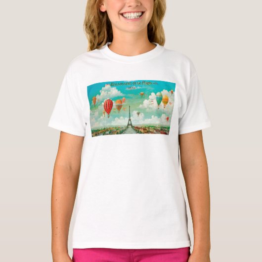 PixDezines ballonnen/eiffel/paris T-shirt (Voorkant)
