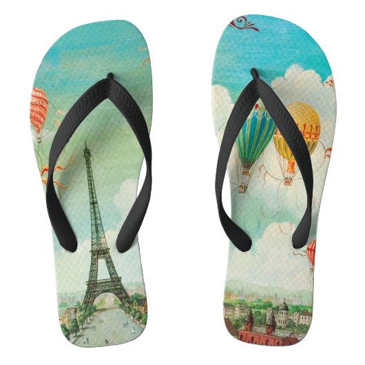 PixDezines ballonnen/eiffel/paris Teenslippers (Voetbed)