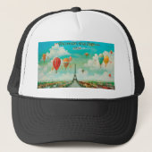 PixDezines  ballonnen/eiffel/paris Trucker Pet (Voorkant)