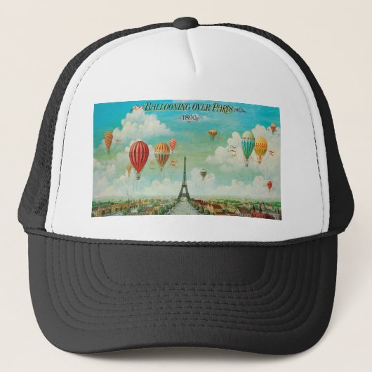 PixDezines  ballonnen/eiffel/paris Trucker Pet (Voorkant)