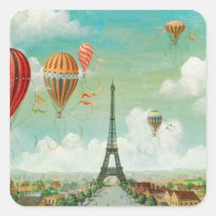 PixDezines  ballonnen/eiffel/paris Vierkante Sticker