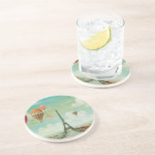 PixDezines  ballonnen/eiffel/paris Zandsteen Onderzetter (Zijkant)