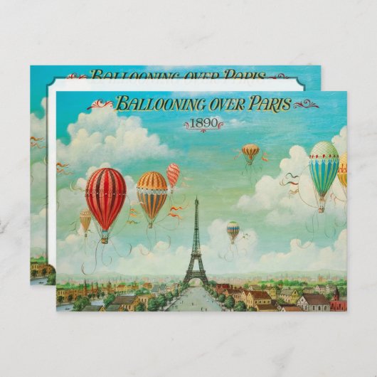 PixDezines  ballonnen over parijs Briefkaart (Voorkant / Achterkant)