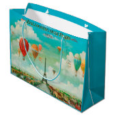 PixDezines ballonnen over parijs/vintage poster Large Cadeautasje (Achterkant Gekanteld)