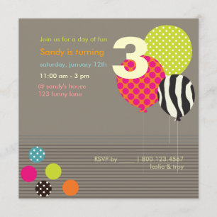 PixDezines Baloons Birthday Party Kaart