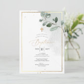 PixDezines Baptême d'Eucalyptus Rustique Aquarelle Kaart (Staand voorkant)