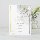 PixDezines Baptême d'Eucalyptus Rustique Aquarelle Kaart (Staand voorkant)