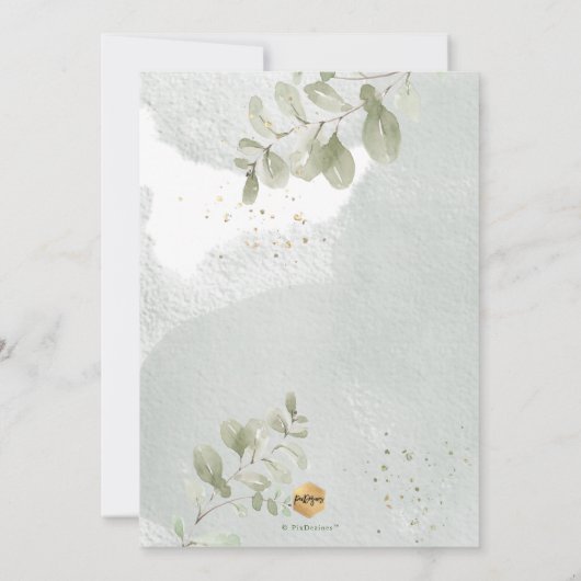 PixDezines Baptême d'Eucalyptus Rustique Aquarelle Kaart (Achterkant)
