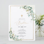 PixDezines Baptême d'Eucalyptus Rustique Aquarelle Kaart (Staand voorkant)