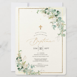 PixDezines Baptême d'Eucalyptus Rustique Aquarelle Kaart