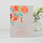 PixDezines Baptism+ 1stBirthday Waterverf Flowers Kaart (Staand voorkant)