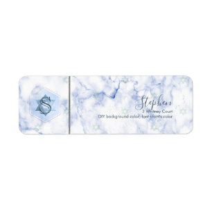 PixDezines Bar Mitswa Honingraat+Blauw Marmer Etiket