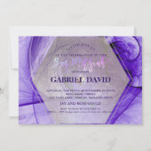 PixDezines Bar Mitswa Zilver/Ultra Violet Fractal Kaart (Achterkant)