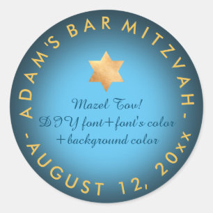 PixDezines Bar Mitzvah/Bat Mitzvah/DIY kleur Ronde Sticker