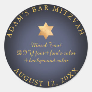 PixDezines Bar Mitzvah/Bat Mitzvah/DIY kleur Ronde Sticker