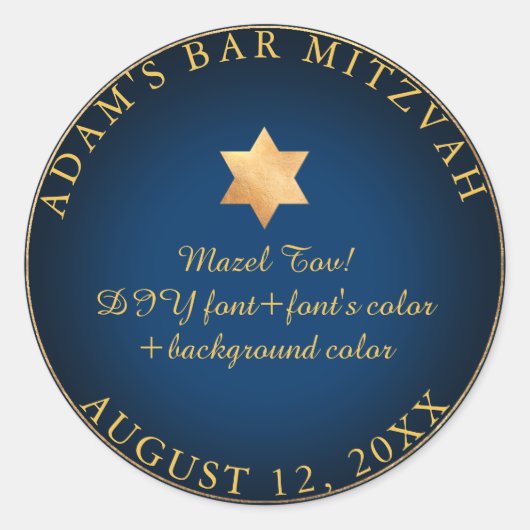 PixDezines Bar Mitzvah/Bat Mitzvah/DIY kleur Ronde Sticker (Voorkant)