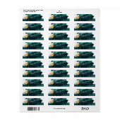 PixDezines Bar Mitzvah Blauwgroen groene Waterverf Etiket (Full Sheet)