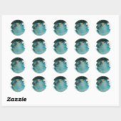 PixDezines Bar Mitzvah Blauwgroen groene Waterverf Ronde Sticker (Vel)