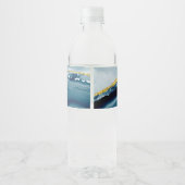 PixDezines Bar Mitzvah, Blauwgroen Waterverf Agaat Waterfles Etiket (Achterkant)