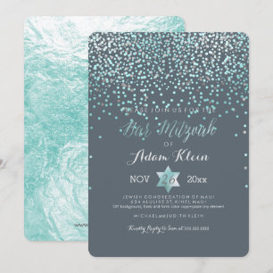 PixDezines Bar Mitzvah/Blue Confetti Kaart