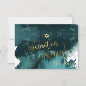 PixDezines Bar Mitzvah Celebration Kaarten ✡ Blauw RSVP Kaartje (Voorkant)