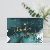 PixDezines Bar Mitzvah Celebration Kaarten ✡ Blauw RSVP Kaartje (Staand voorkant)