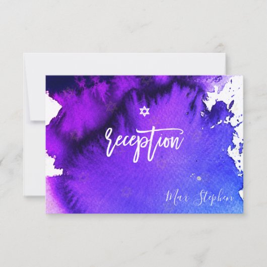 PixDezines Bar Mitzvah Celebration Kaarten ✡ Navy RSVP Kaartje (Voorkant)