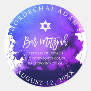 PixDezines Bar Mitzvah elektrische Waterverf Ronde Sticker