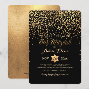 PixDezines Bar Mitzvah/Faux Gold Confetti Kaart