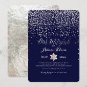 PixDezines Bar Mitzvah/Faux Silver Confetti Kaart (Voorkant / Achterkant)