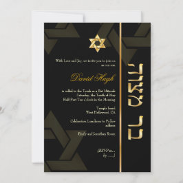 PixDezines Bar Mitzvah/Hebreeuws/zwart/goud Kaart