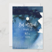 PixDezines Bar Mitzvah |Marineblauwe Waterverf Kaart (Voorkant)