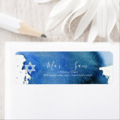 PixDezines Bar Mitzvah Navy Blue Waterverf Etiket (Insitu)