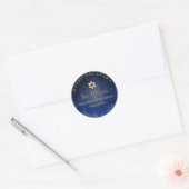 PixDezines Bar Mitzvah Navy Blue Waterverf Ronde Sticker (Envelop)