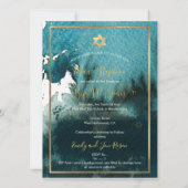 PixDezines Bar Mitzvah PhotoTeal Green Waterverf Kaart (Achterkant)